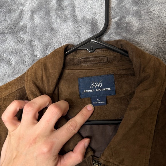 Brooks Brothers 346 Full Zip Leather Jacket Size X-Large Long Sleeve Collard - Picture 2 of 8